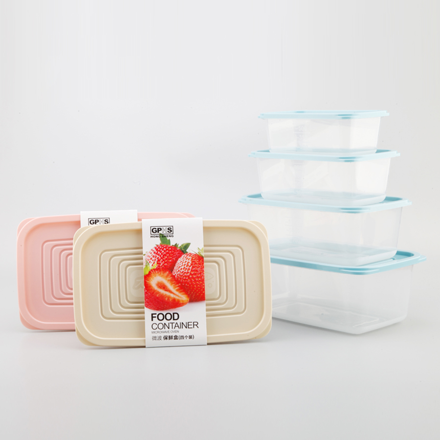 長(zhǎng)方形套裝保鮮盒（4個(gè)/